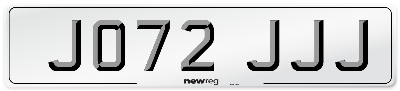 JO72 JJJ Number Plate from New Reg